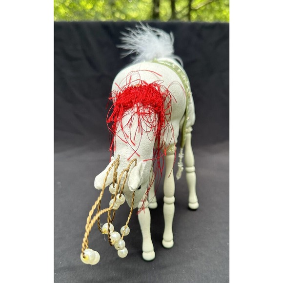 GERSON 13” White Christmas Deer Wood Legs Feather Tail Stunning S15 - Picture 5 of 10